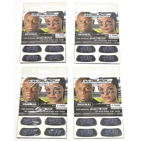 LOT 14 PAIR Authentic EYEBLACK Under Eye Stickers TCU Horned Frogs Purple NEW - Picture 1 of 2